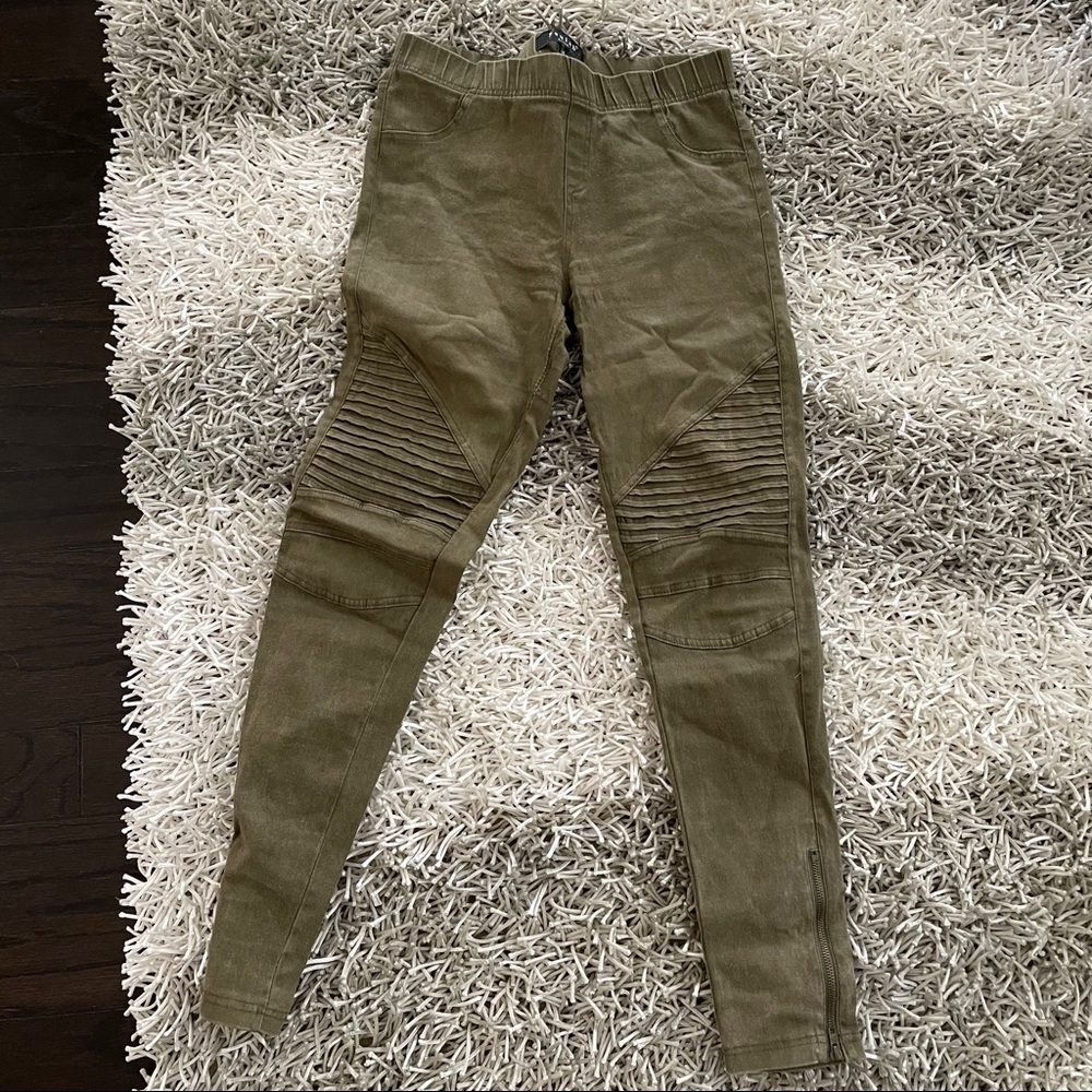 Army Green Moto Leggings